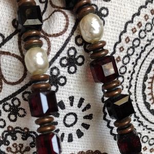 Vintage Signed Miriam Haskell Faux Baroque Pearls Red & Black Beaded Nec…